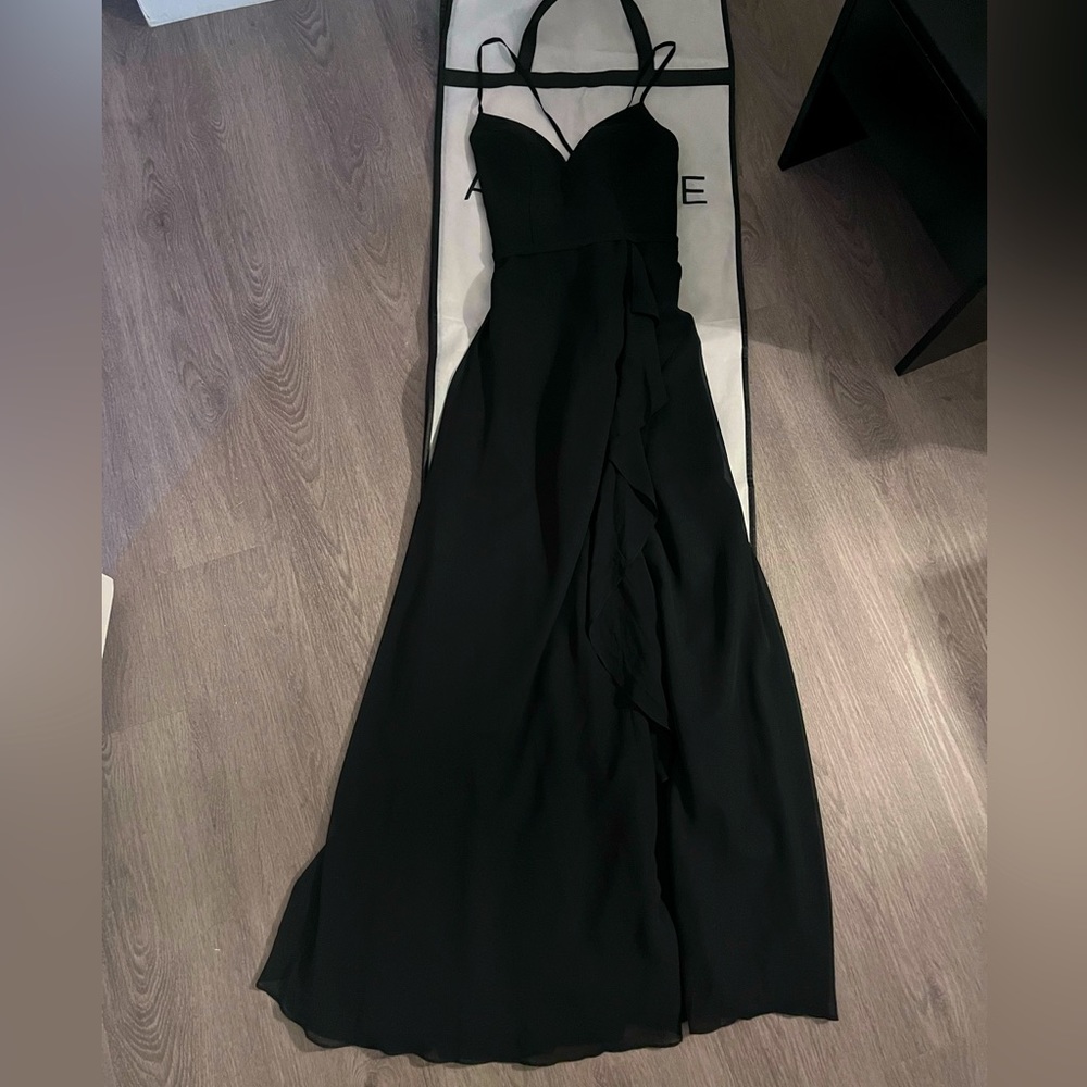 Black slit Azazie dress